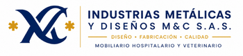 Logotipo de Industrias Metálicas y Diseños M&C S.A.S., fabricantes de mobiliario hospitalario y veterinario en Colombia.